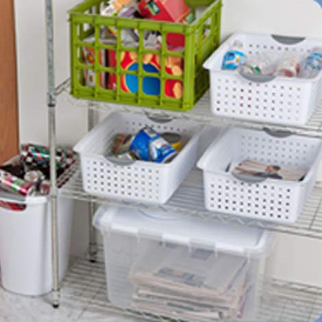 Sterilite Large Ultra Basket, Open Storage Bin To Organize Closets, Cabinets, Pantry, Shelving And Countertop Space, White, 1-Pa